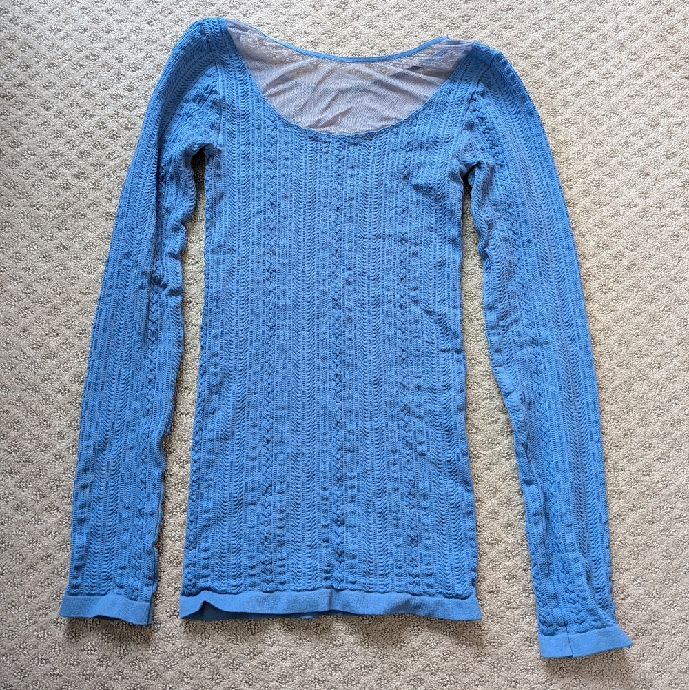Free People Vibrant Blue Long Sleeve Top